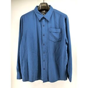 The North Face Shirt Mens Large Long Sleeve Modal Polyester Button Up Blue Plaid
